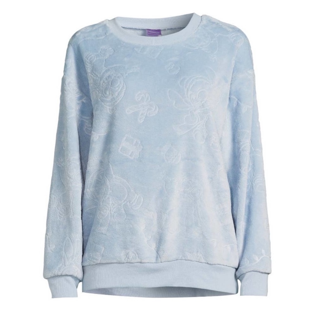 Disney Stitch Light Blue Holiday Embossed Sweatshirt